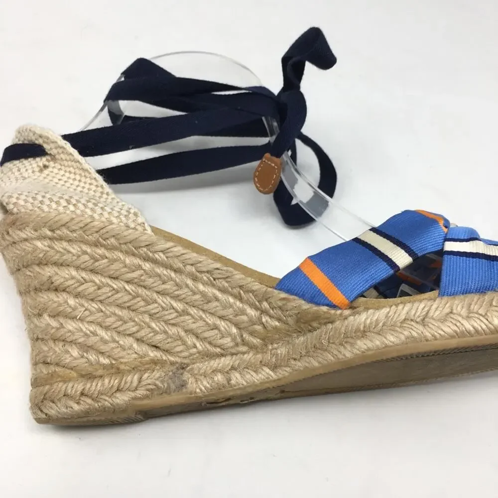 J Crew Blue Stripe Ankle Tie Woven 3